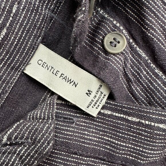 Gentle Fawn Tunic Size Medium Half Button Shirt Dress Stripe Linen Blend Navy - Picture 3 of 8